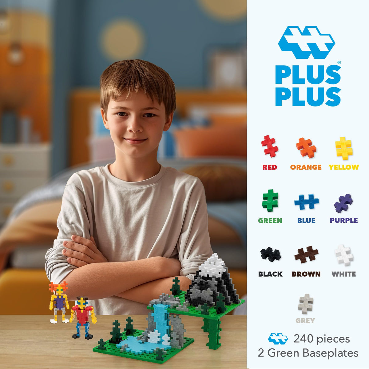 PLUS PLUS 240-piece Basic Tube Set in color mix for versatile projects