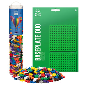 PLUS PLUS Baseplate Duo shown for stable, expandable builds for young architects