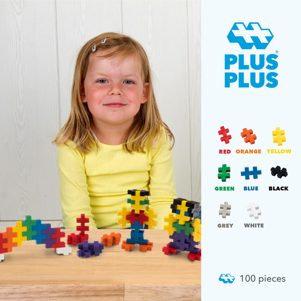 Closeup of Plus Plus Big bricks connecting to form a 3-D structure.