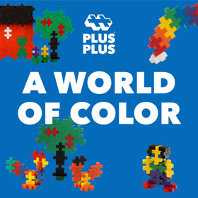 Vibrant color palette of blue, green, red, yellow in Plus Plus Big display.