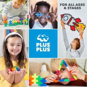 Classroom or living room setup showing Plus Plus Big as versatile play space.