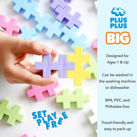PLUS PLUS Big age-appropriate pieces support toddlers and preschoolers in hands-on play.