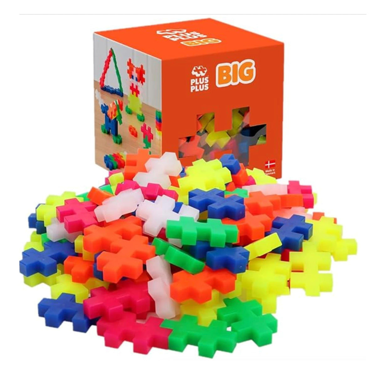 PLUS PLUS Big open play set 100-piece neon color mix enables creative on-the-go building.
