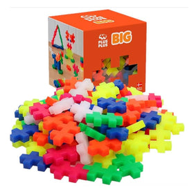 PLUS PLUS Big open play set 100-piece neon color mix enables creative on-the-go building.