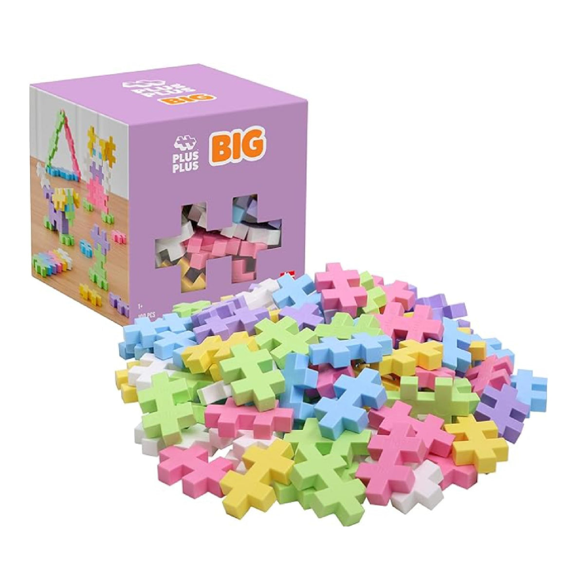 PLUS PLUS Big pastel colors set highlights open-ended building and fine motor exploration.