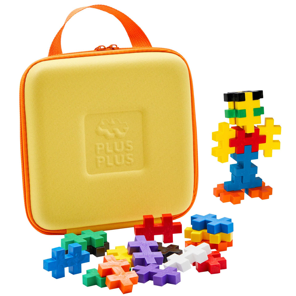 PLUS PLUS Big travel case with 15 pieces for on-the-go creative play.