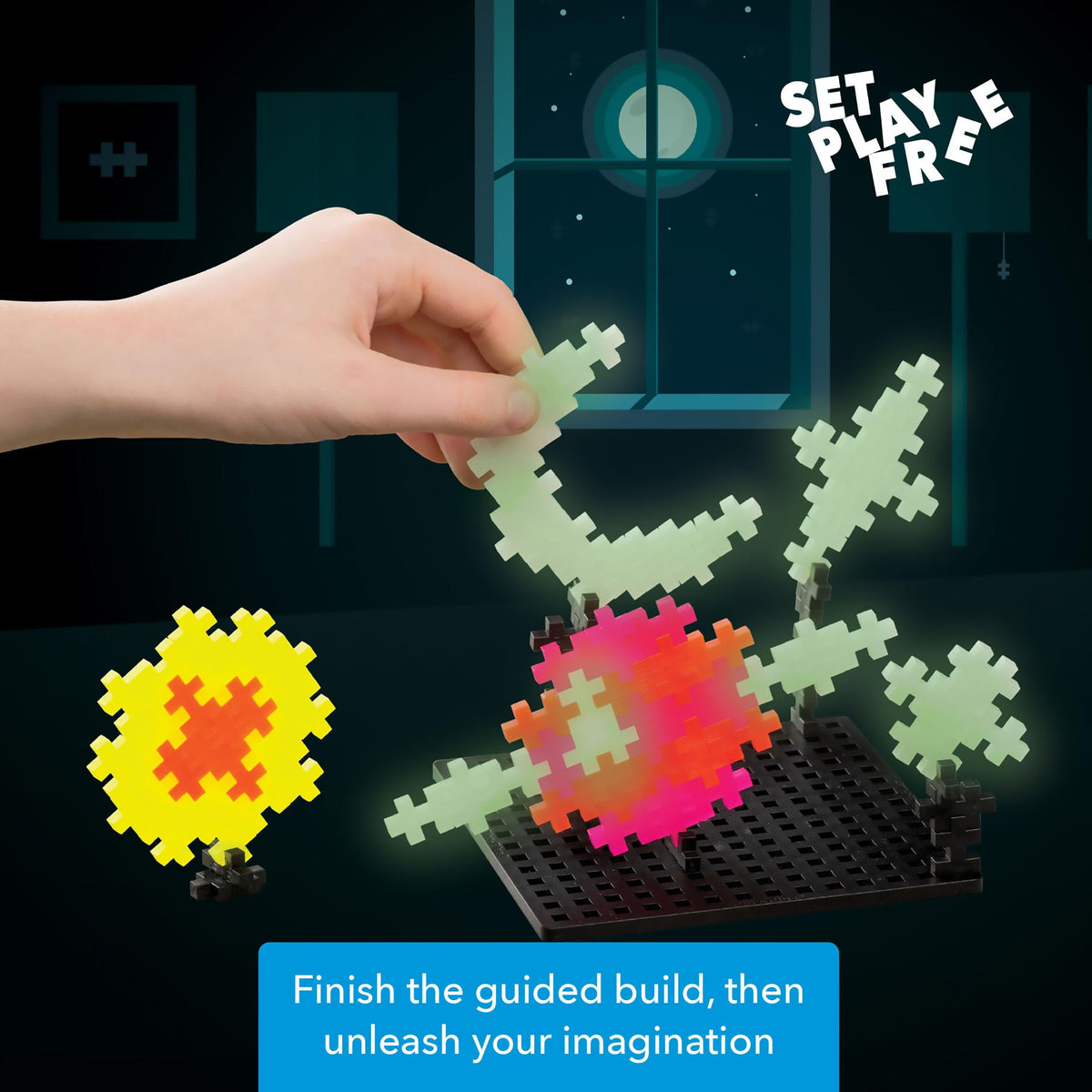 PLUS PLUS black baseplate offers sturdy foundations for stable builds.