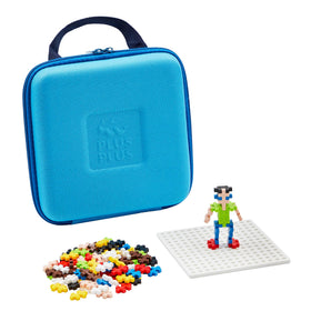 PLUS PLUS building set with travel case showing 100 colorful pieces for portable creative play