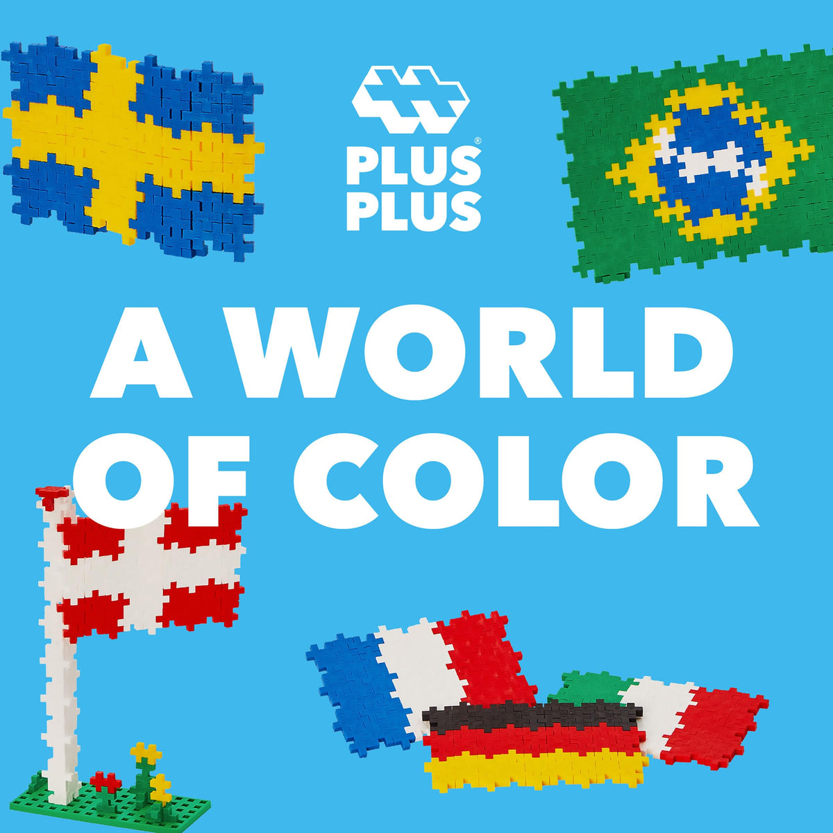 PLUS PLUS guide book helps kids follow continent-by-continent flag ideas
