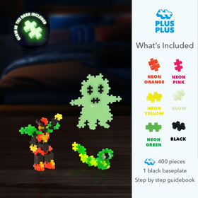 PLUS PLUS neon orange bricks glow for bright, hands-on STEM exploration.