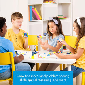 PLUS PLUS neon pink bricks add vibrant color for imaginative builds.