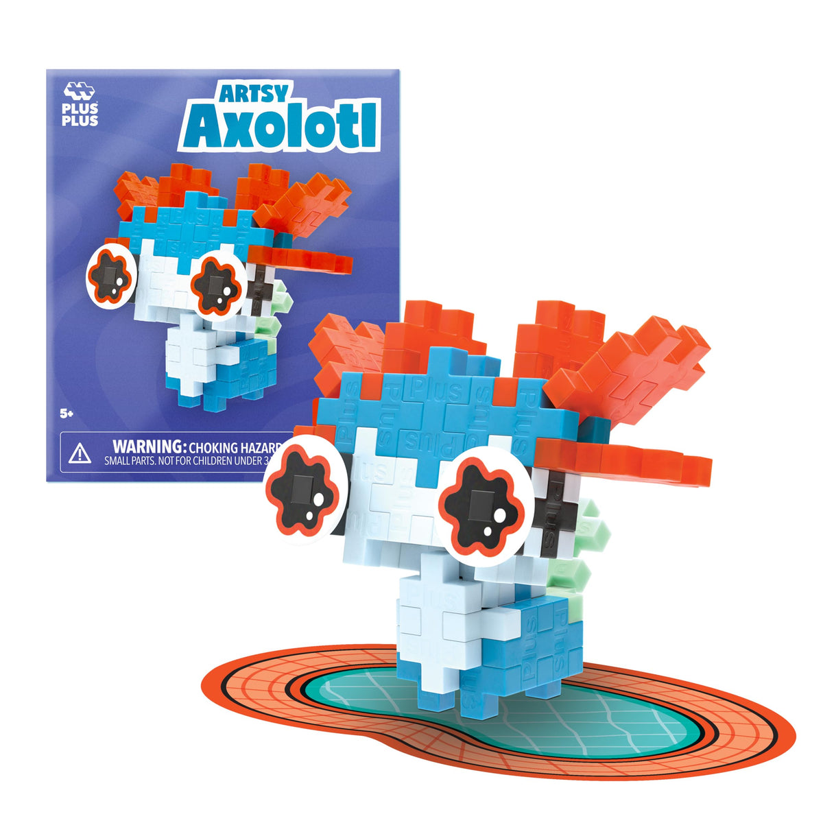 PLUS PLUS Playful Packets Adoring Axolotl build encourages expressive storytelling