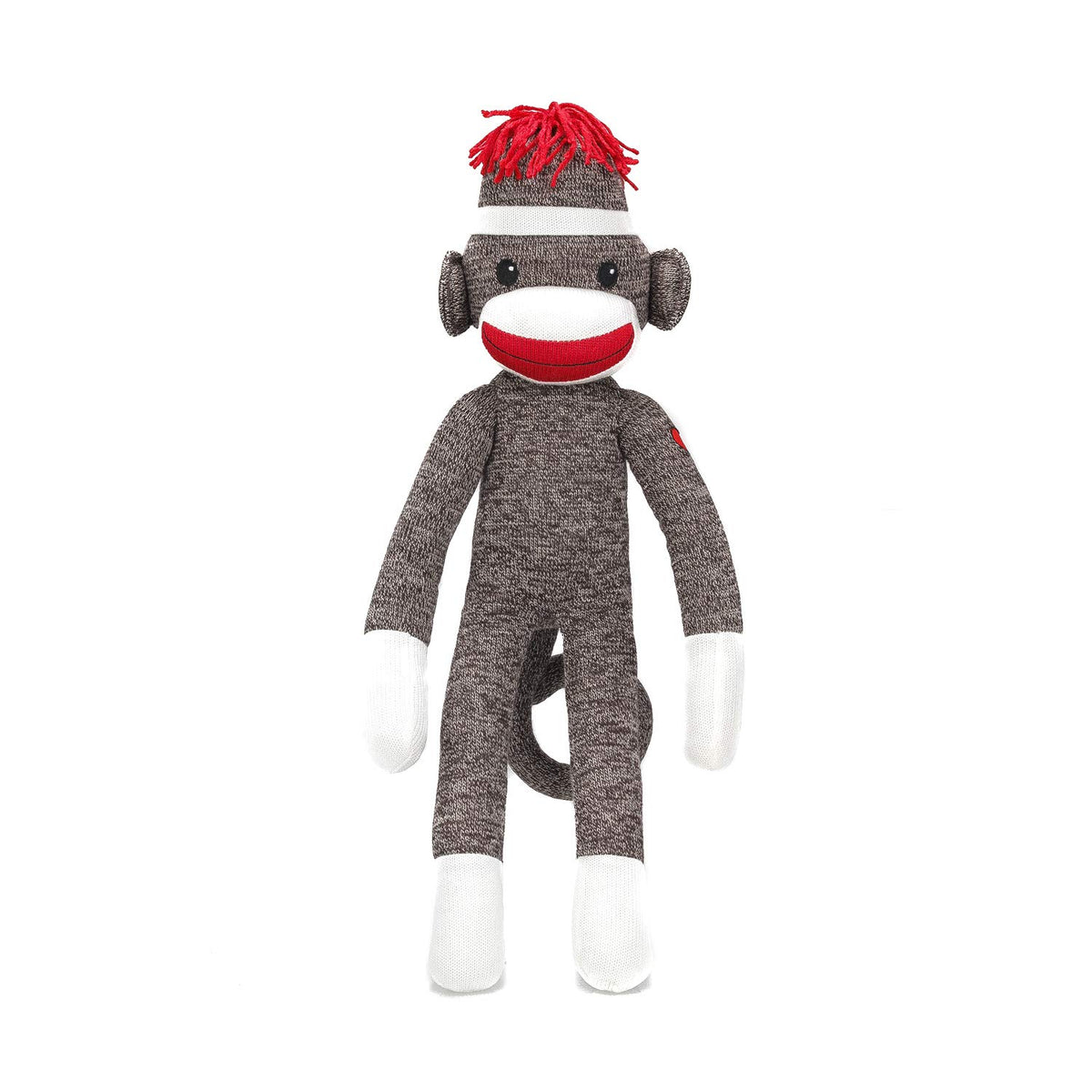 Plushland Brown Sock Monkey face with embroidered features for cuddly appeal