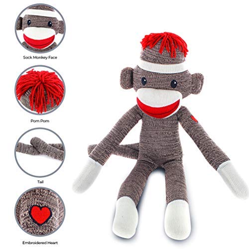 20-inch Plushland Sock Monkey is a huggable, versatile plush