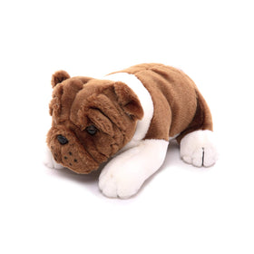Plushland Bulldog 10in stuffed toy with soft plush coat for comforting hugs.