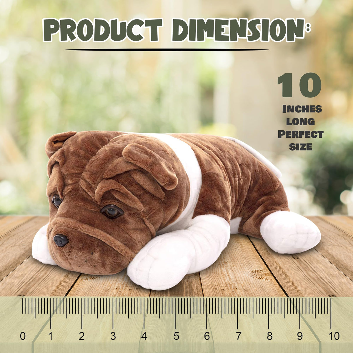 Plushland bulldog plush eyes detail adds friendly expression for kids.