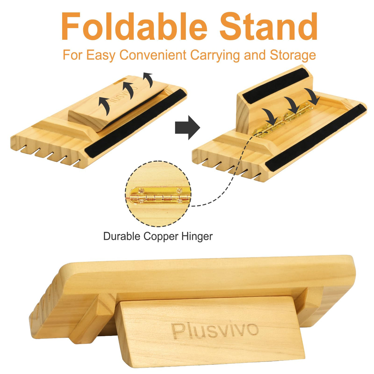 Plusvivo five-slot wooden card holder keeps up to 65+ cards organized