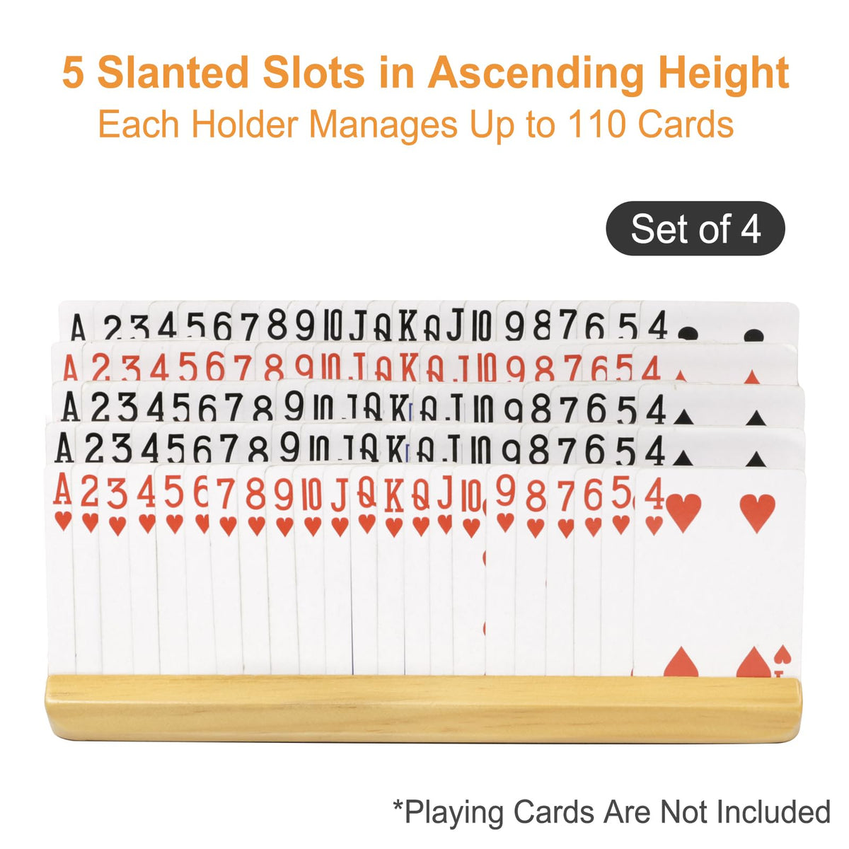 Plusvivo anti-slip felt-bottom card holders protect surfaces during play.