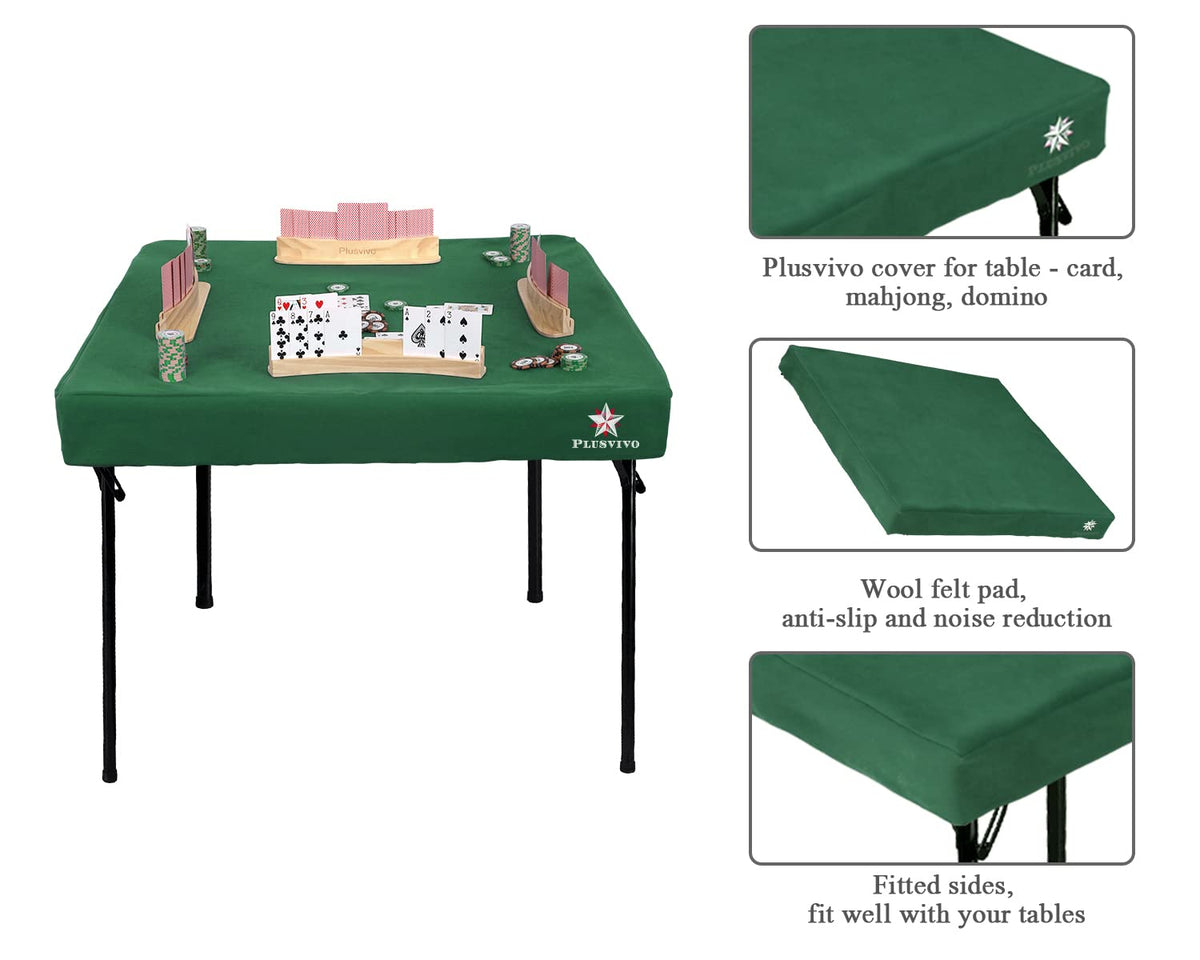 Plusvivo card table cover 36x36 with edge-overhang provides a steady playing surface