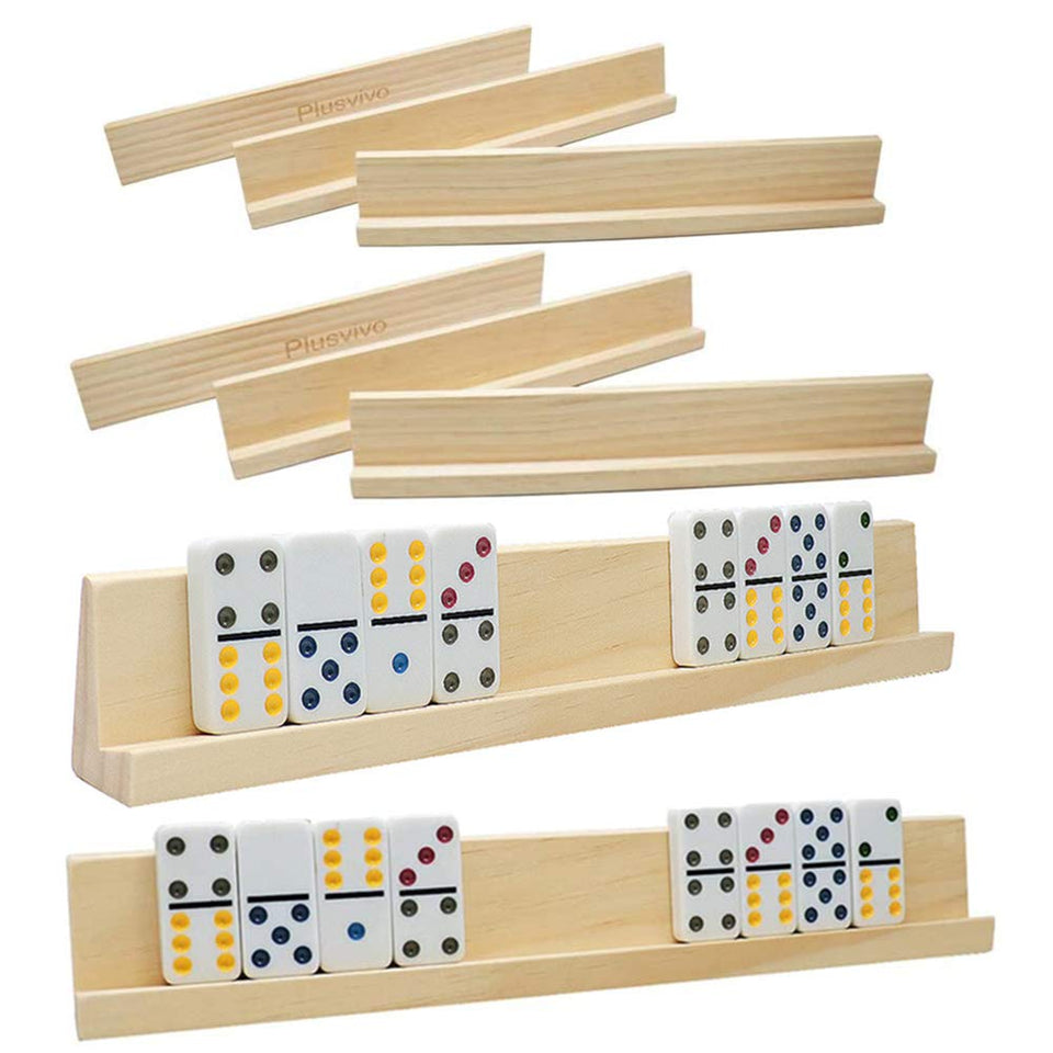 Plusvivo domino racks eight-pack trays keep tiles organized during play.