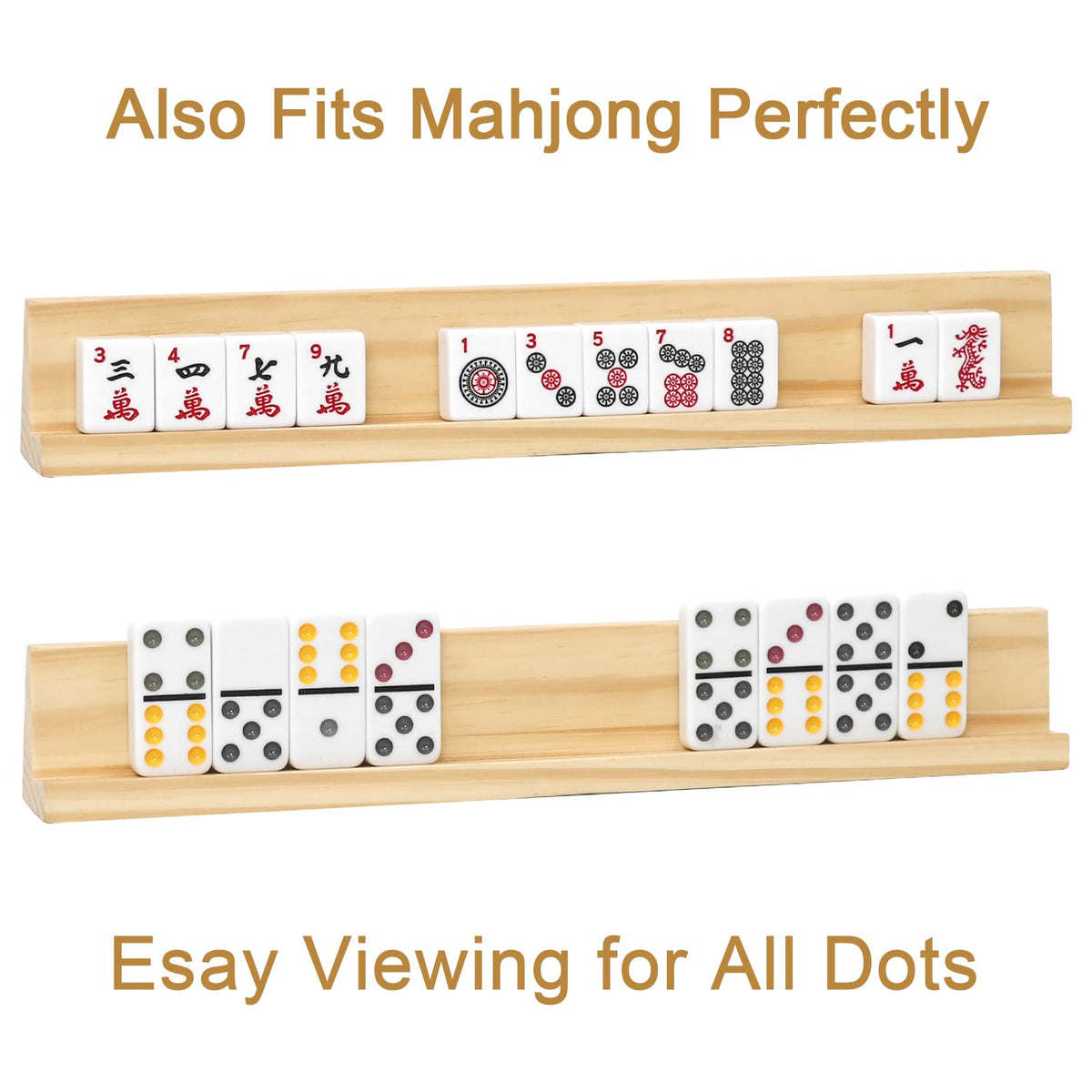 Plusvivo domino racks top-view shows every domino pip clearly.