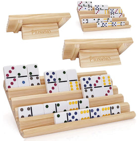 plusvivo domino racks with stand set of 4 for Mexican Train, organized tiles and reduced peeking