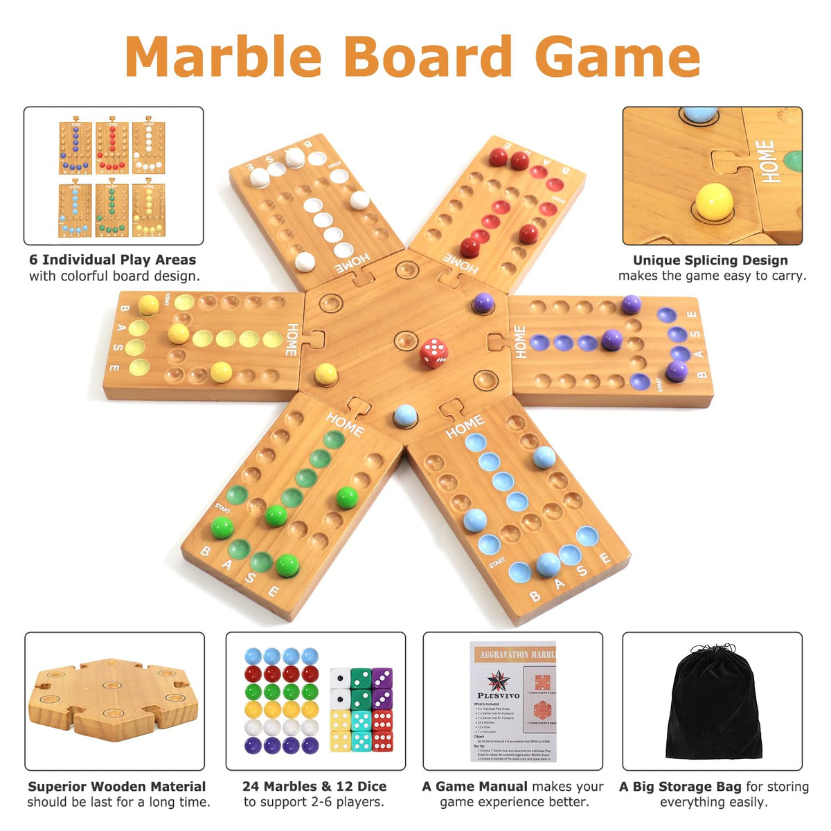 Plusvivo marble board game marbles in vibrant colors.