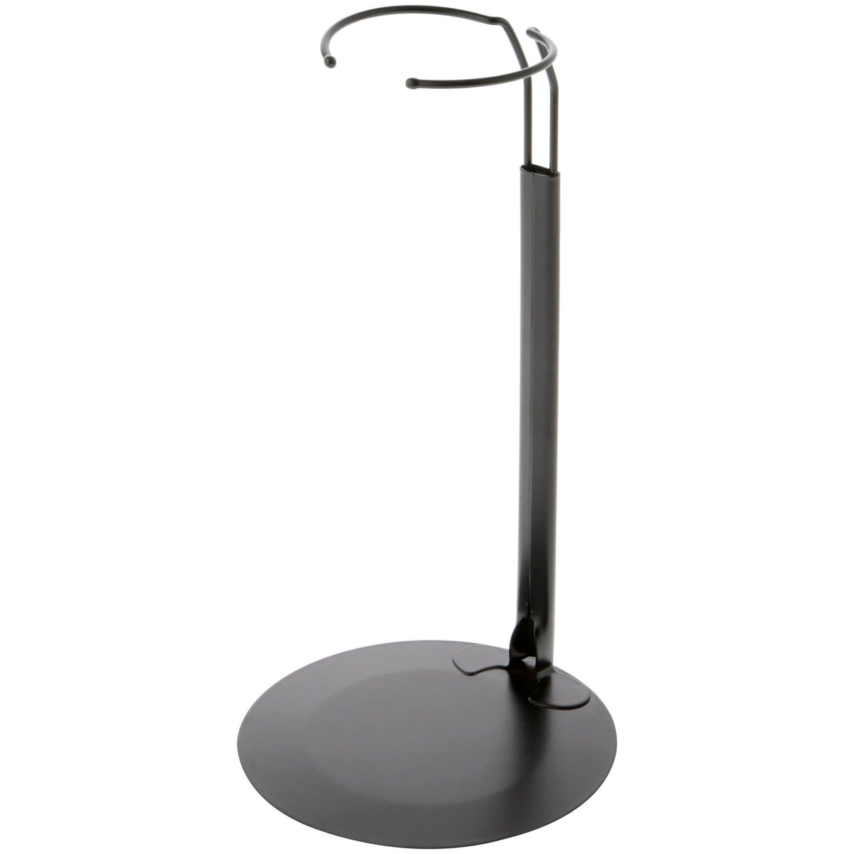 Plymor DSP-90B black adjustable doll stand supports 15–21 inch dolls with adjustable height.