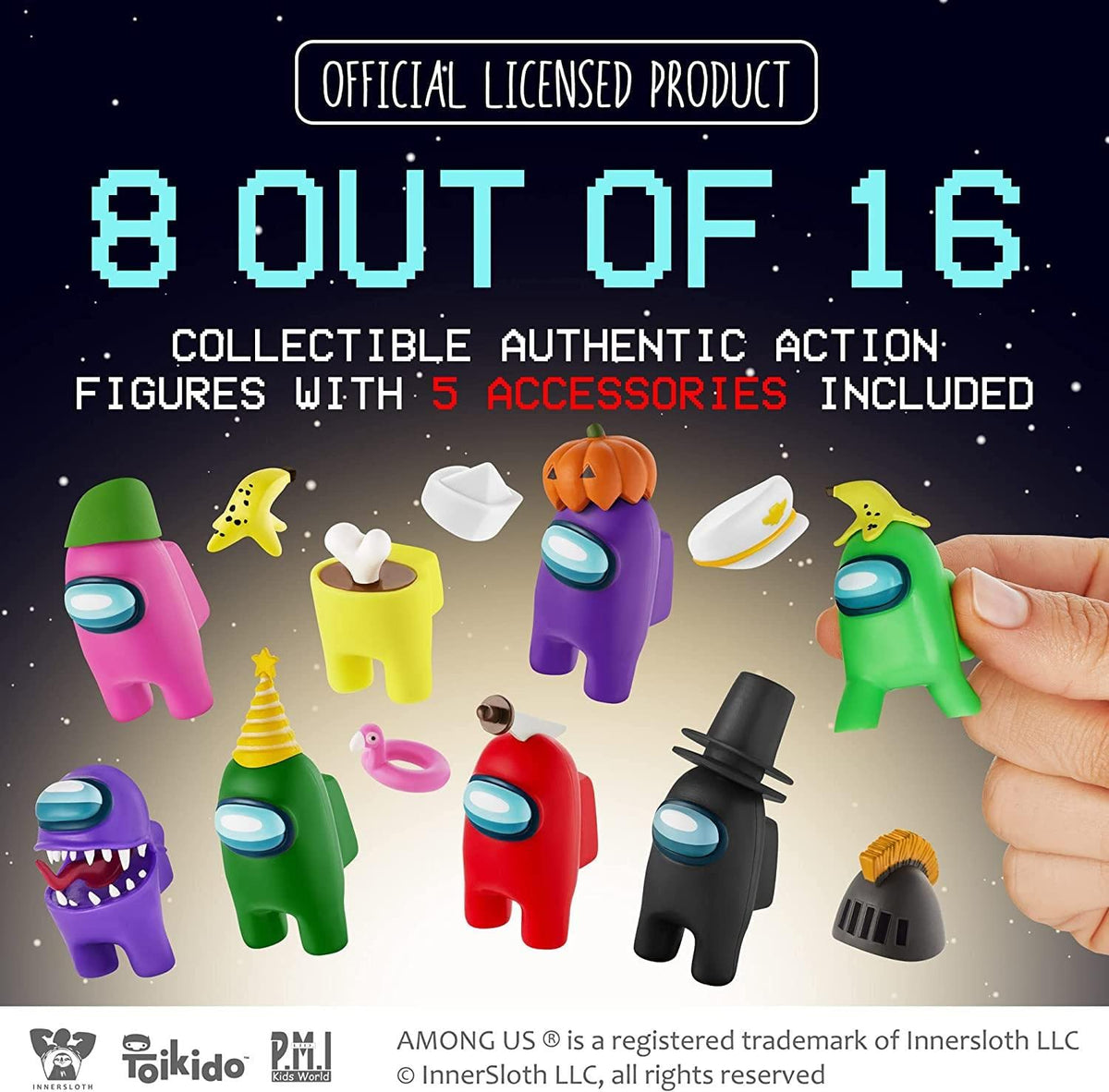 P.M.I. Among Us purple impostor with teeth adds playful mystery to playtime.