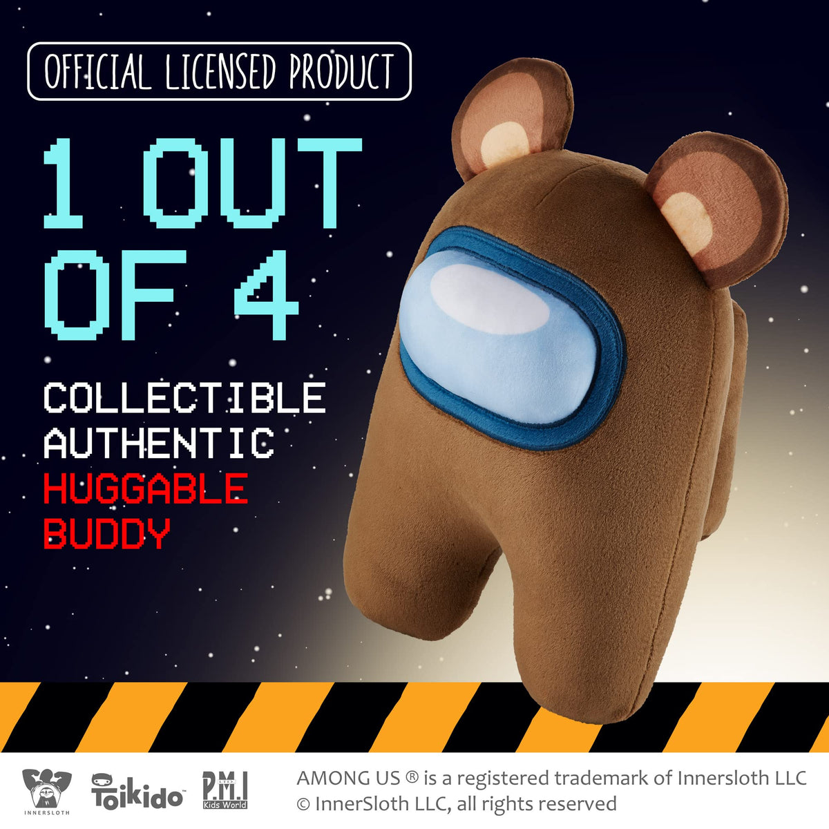 P.M.I. Among Us bear plush back view showing backpack and visor.