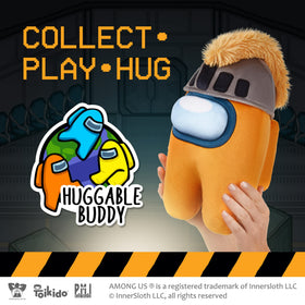 P.M.I. Among Us crewmate plush set, with backpacks and visors for authentic play.