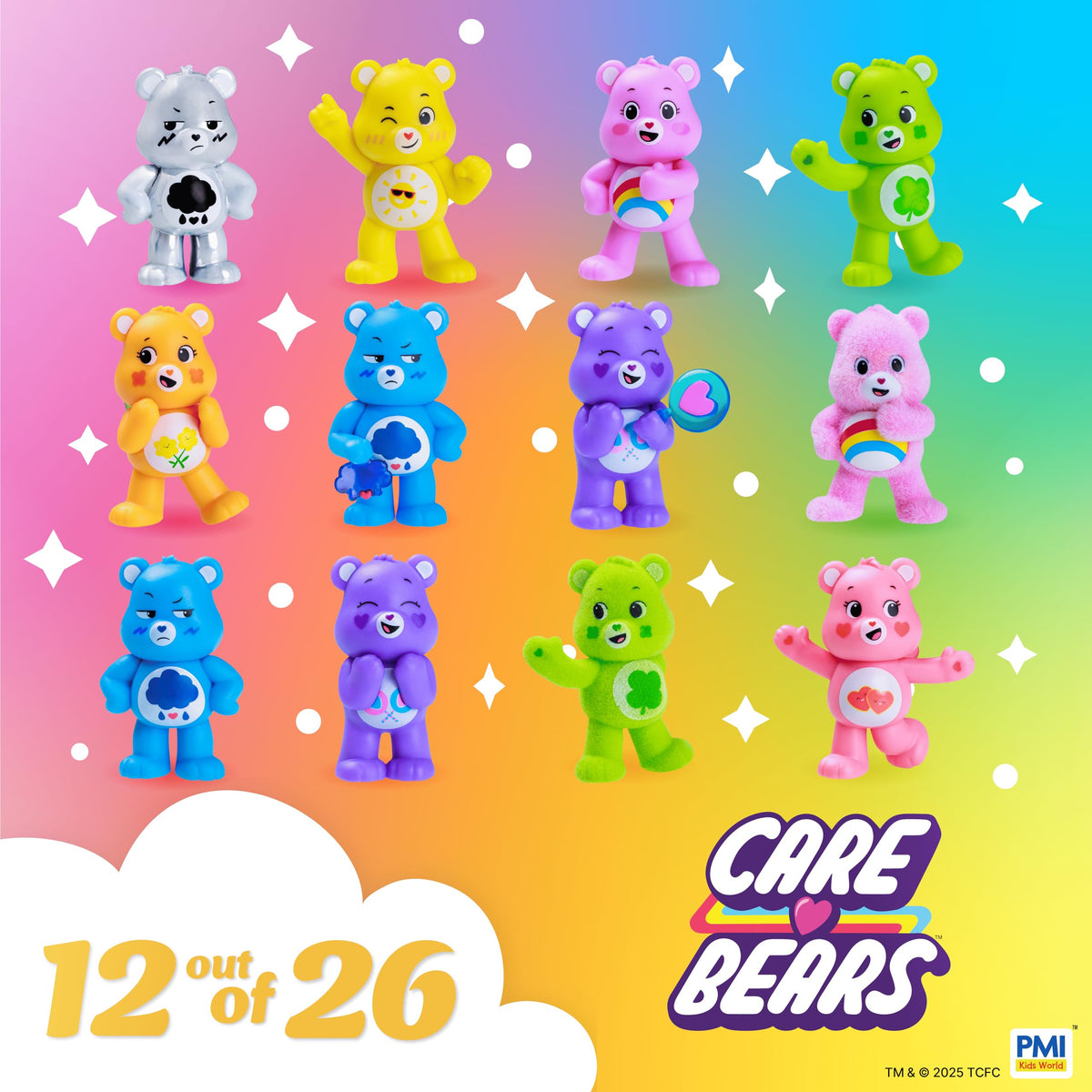 P.M.I. Care Bears Good Luck Bear mini figure in festive stance for display.