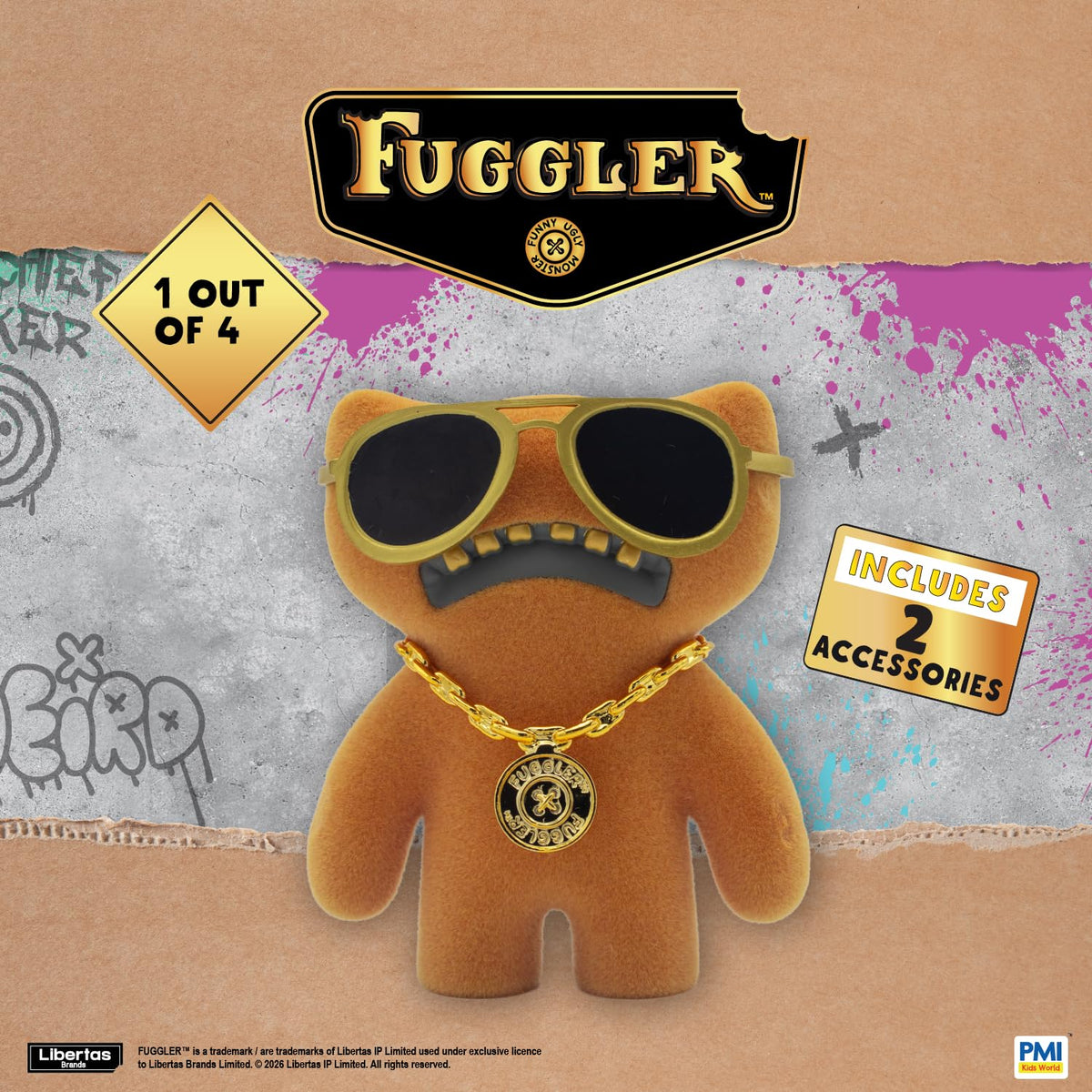 P.M.I. Fuggler Gold Edition close-up highlights expressive eyes and teeth detail.