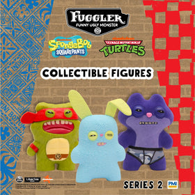 P.M.I. Fuggler Series 2 twelve-pack shows twelve figures arranged for display on a shelf.
