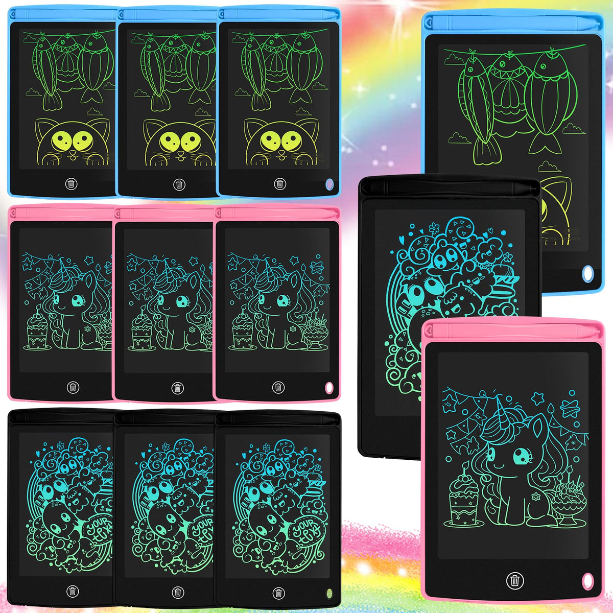 Pnsicei 12-pack pink LCD drawing tablets for travel-friendly kid art
