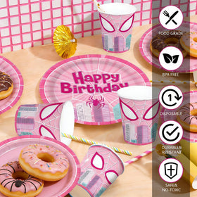 Pnuocax pink spider cups ready for beverages and desserts.