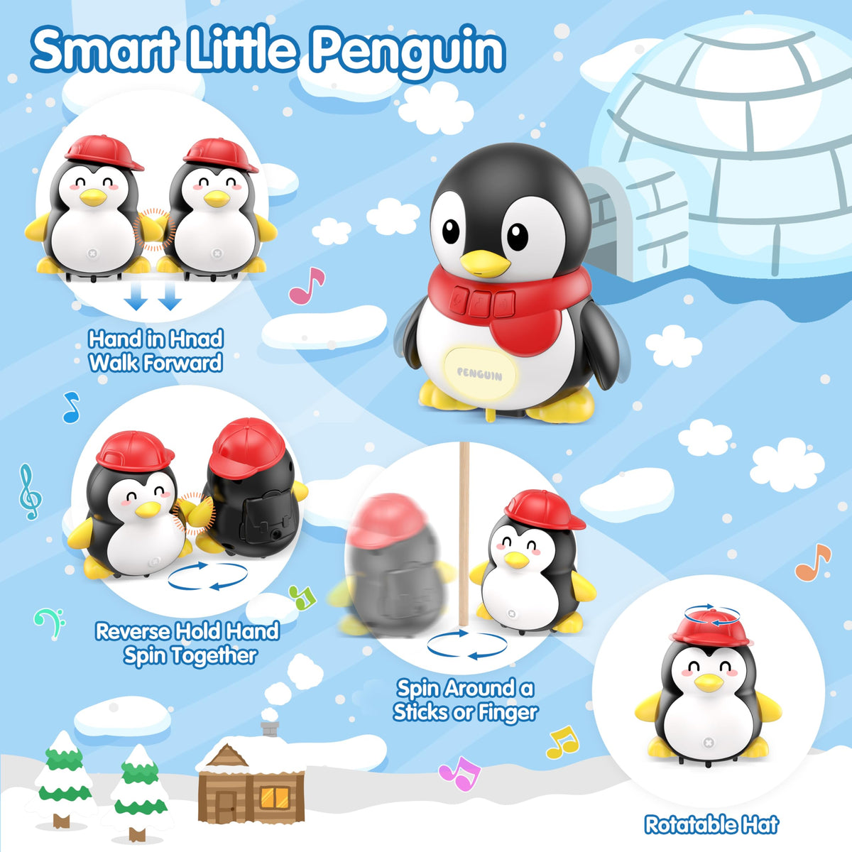 Pobaiyi magnetic duo penguins walk together when hands connect.