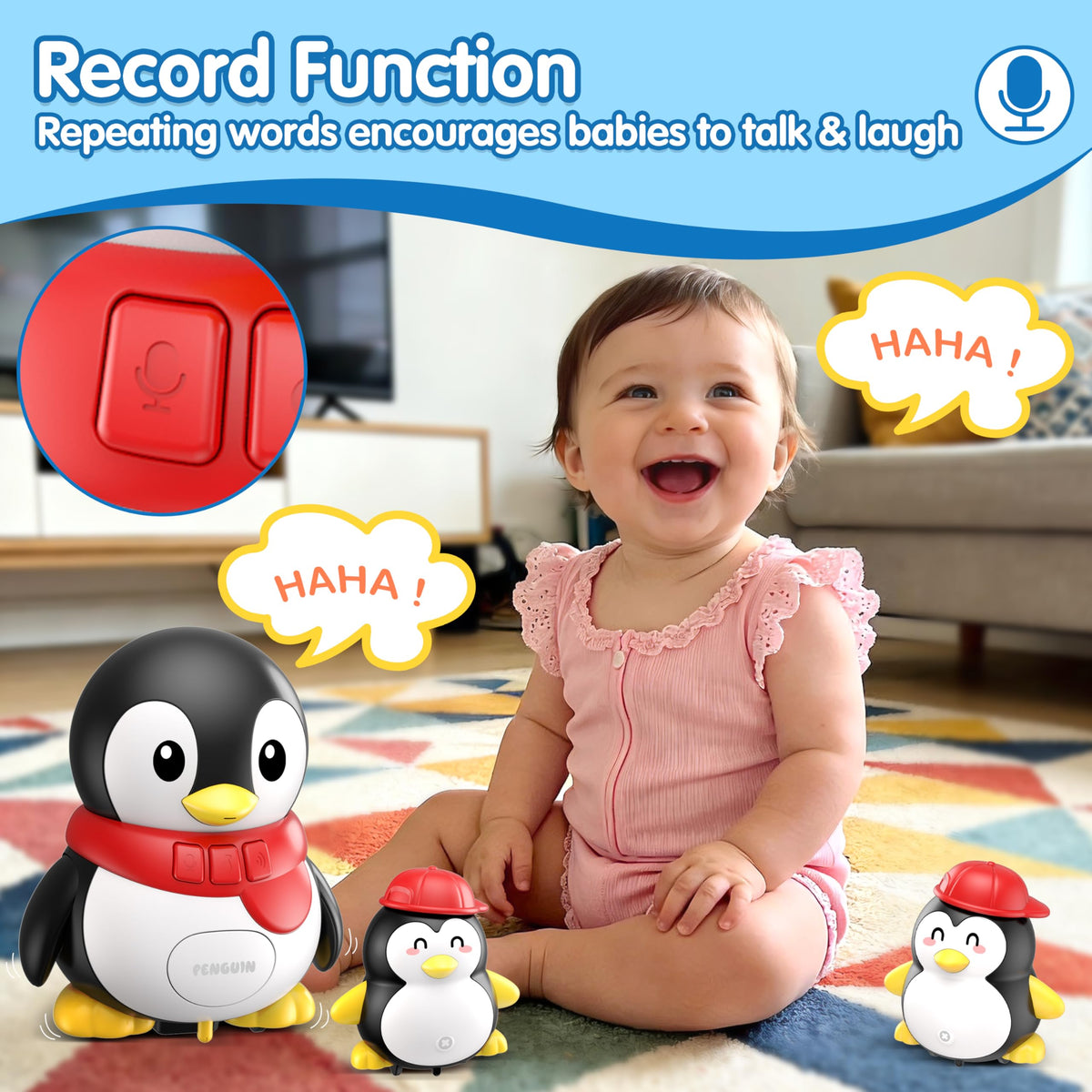 Pobaiyi volume control and pause button for safe, calm play.