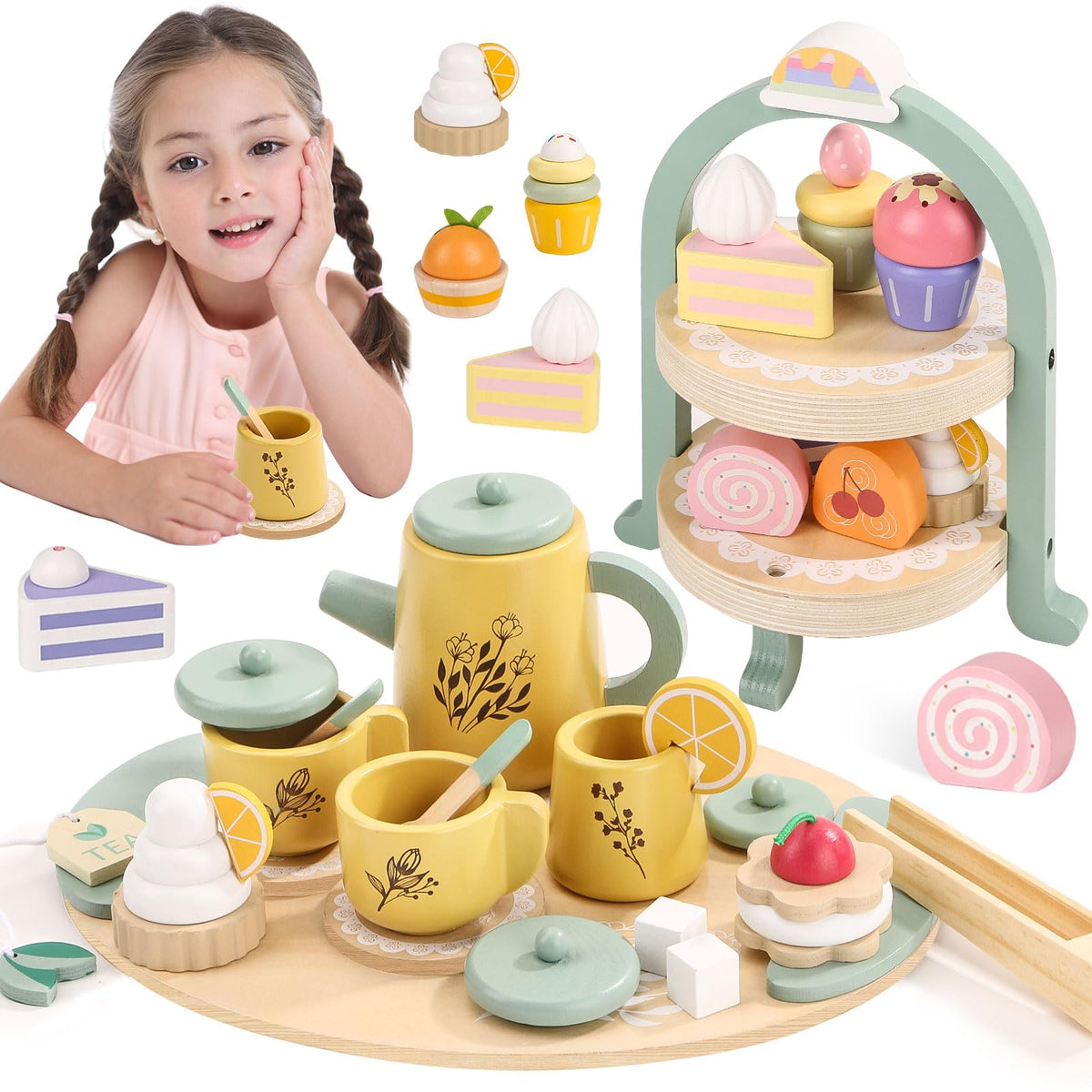 Podeddju teapot with lid supports imaginative pretend tea parties.