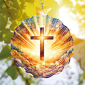 PODMemory Cross Wind Spinner 3D hanging design adds vibrant color to your garden.