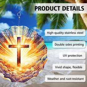PODMemory Cross Wind Spinner front yard display creates a charming yard focal point.
