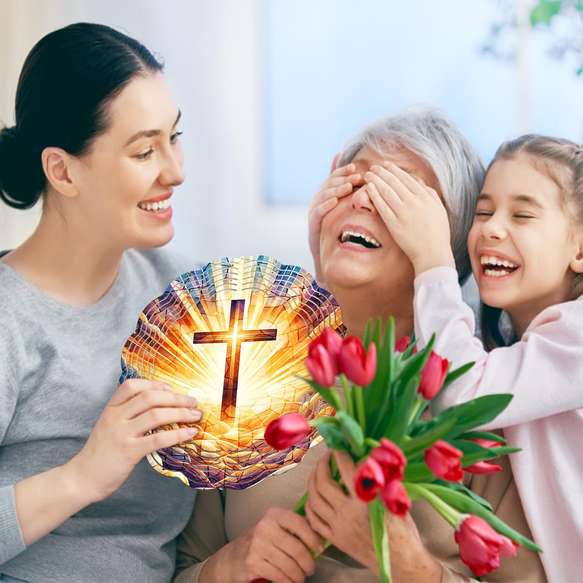 PODMemory Cross Wind Spinner religious cross design offers peaceful outdoor decor.