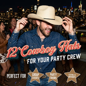 Podzly straw cowboy hat used as a versatile photo prop at events.