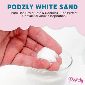 Podzly white sand in vase creates elegant, clump-free water displays