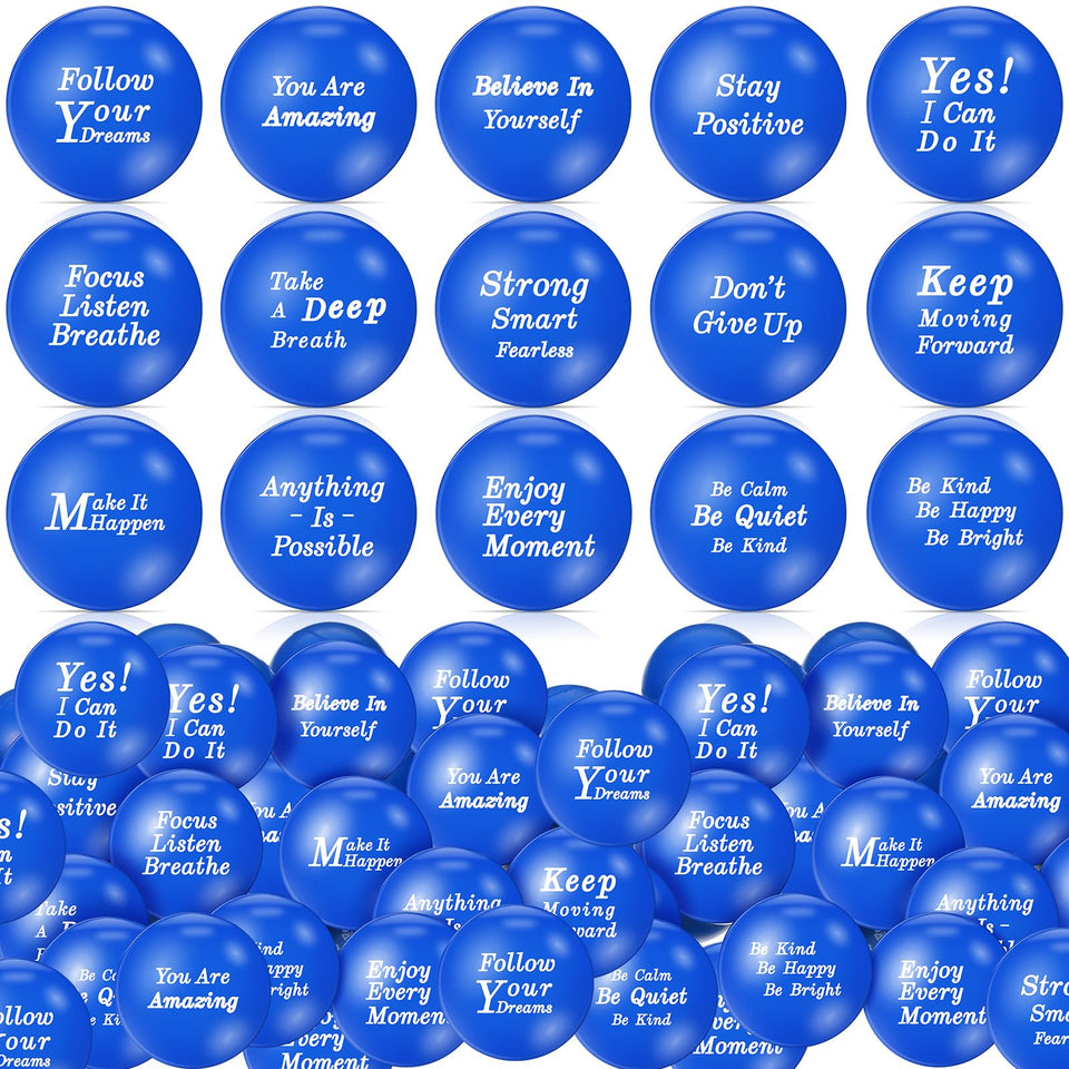 Poen 120-piece inspirational stress balls in blue for focus and mood lift.