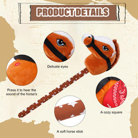 Poen 70cm soft velvet horse stick offers gentle touch for small hands.