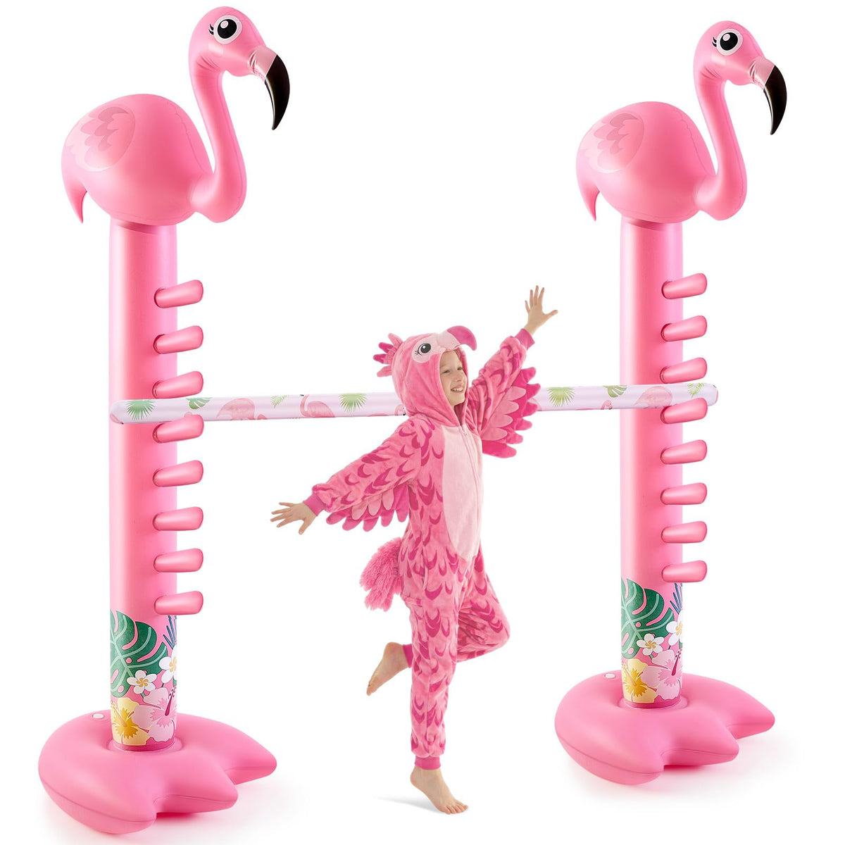 Poen 80-inch inflatable flamingos limbo base for stable outdoor play