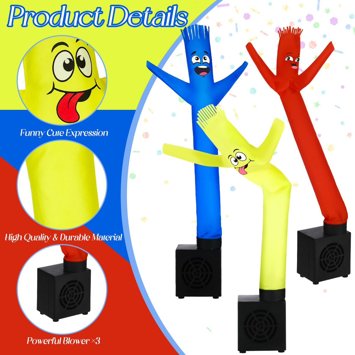 Poen colorful inflatable tube man expressions add humor during breaks