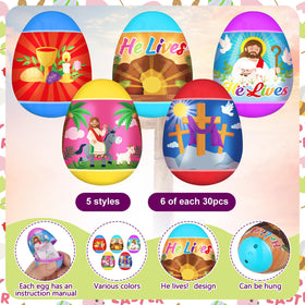 Poen Easter egg packaging display enhances table decor and activities.
