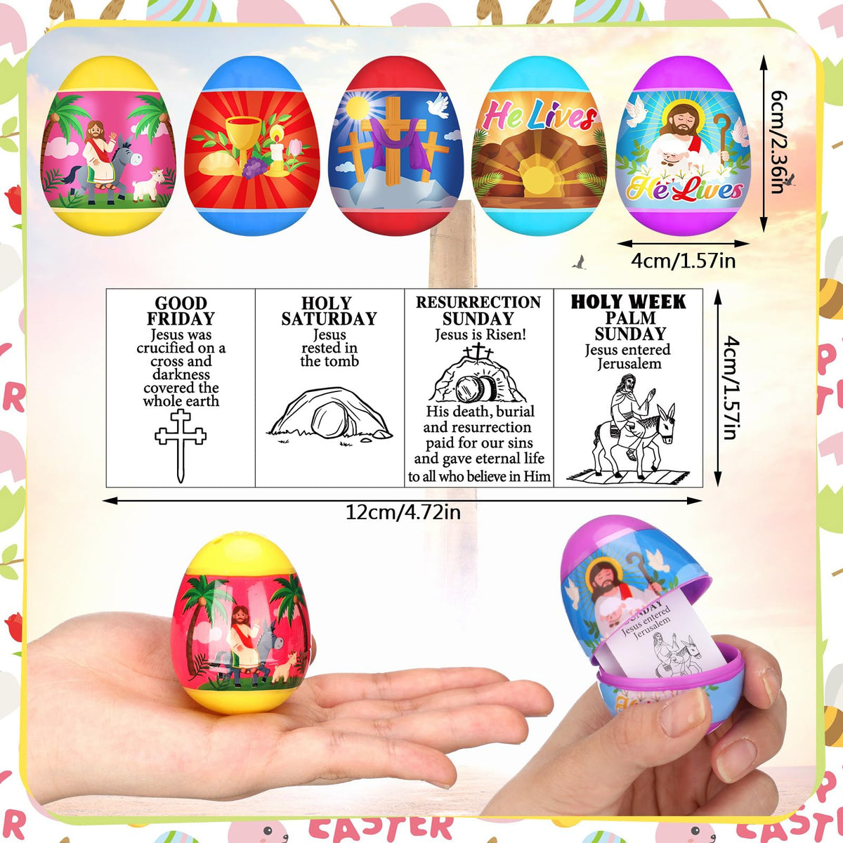 Poen five-style eggs offer varied visuals for diverse Easter hunts.
